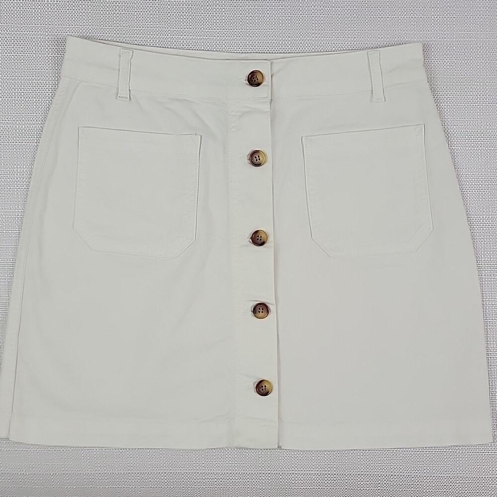 Marine Layer Button White Ivory Denim Mini‎ Skirt Women's 10